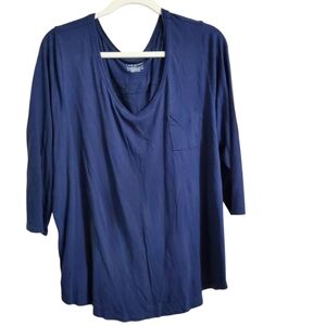 Lane Bryant Navy Blue Long Sleeve Top Size 3X